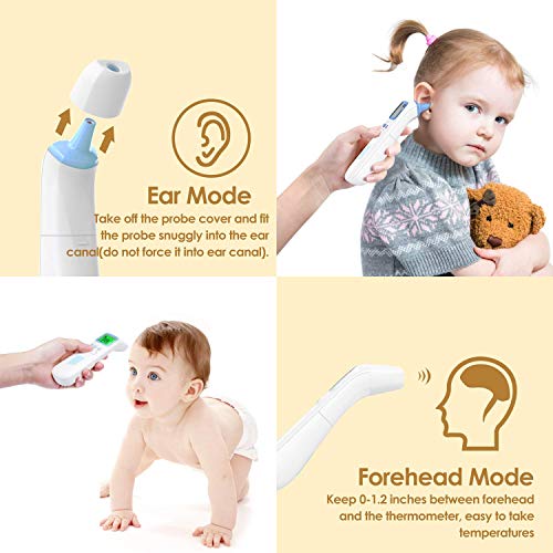 Wishdream frunte termometru pentru adulți Baby Non Contact Digital infraroșu ureche termometru cu febră alarmă rapid lectură