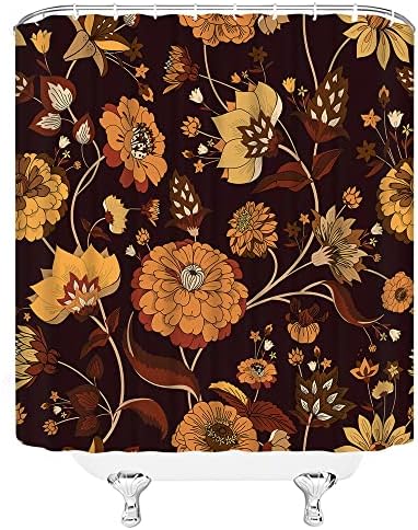 Wanvyon Boho Duș Floral Cortină abstractă colorată Paisley Floare Retro Mid -Secol Modern Modern Botanic Poliester Perdele