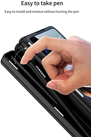SHIEID Samsung Z Fold 4 carcasă din piele cu suport pentru stilou, Galaxy Z Fold 4 carcasă cu protecție pentru balamale protector