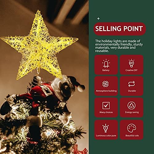 Soimiss 7 PC -uri de Crăciun Topper Luminous Star Shape Treetop Decor pentru petrecerea acasă