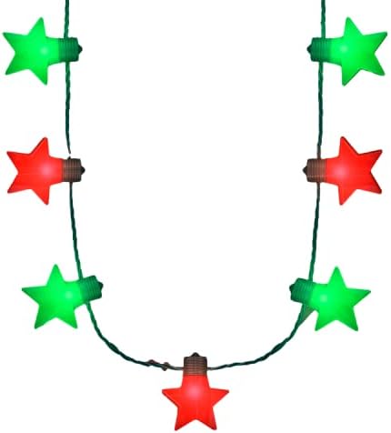 Blinkee 2 în 1 pachet aprinde Santa pălărie de Cowboy și intermitent roșu verde 9 stele colier pentru Crăciun și sărbători