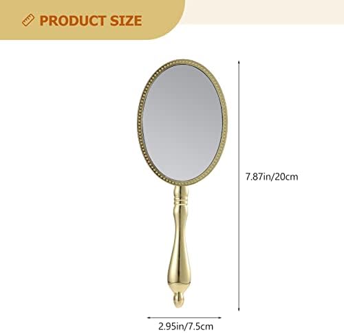 oglindă de machiaj luminată minkissy oglindă Vintage, oglindă metalică de mână cosmetică oglindă portabilă de călătorie oglindă