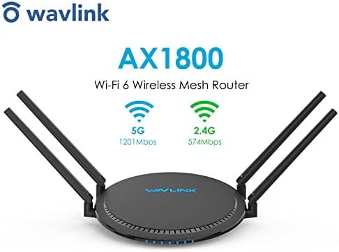 WAVLINK WiFi 6 Router, AX1800 Router wireless, Dual Band Gigabit WiFi Internet Mesh până la 1.500 mp și 64+ dispozitive, router