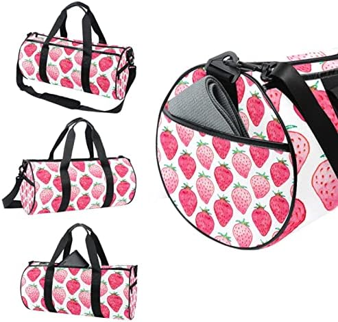 Acuarelă căpșuni model Duffel umăr Carry Bag panza Travel Bag pentru sala de sport dans Sport Travel Weekender
