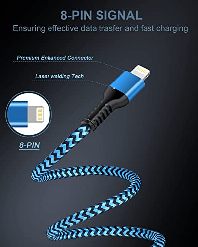 Cablu de încărcare iPhone, [10ft/4-pack] Nylon împletit Long Lightning to USB Cablu de încărcare, [Certificat MFI] Apple încărcare
