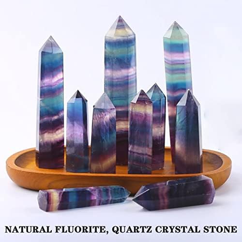 Fluorit Natural, piatră de cristal de cuarț, vindecare Ametist hexagonal Wand Point Decor, cristal Ametist, meditație sau afișare