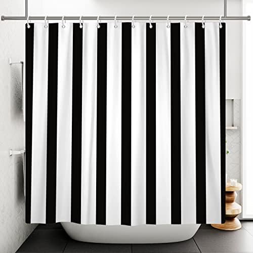 Lfeey 72x84 inch moda perdea de duș alb -negru în stil fermă în stil modern artă de artă modernă perdea de baie cu dungi simple