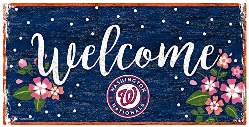MLB Washington Nationals Unisex Washington Nationals Welcome Sign Floral, Echipa Color, 6 x 12