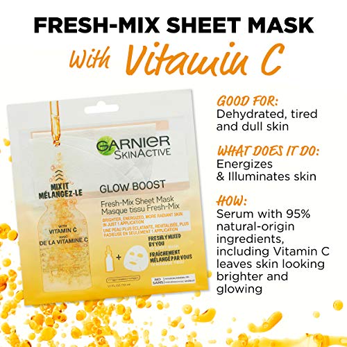 Garnier SkinActive Glow Boost Fresh-mască de amestec cu vitamina C, pentru toate tipurile de piele, 1 număr