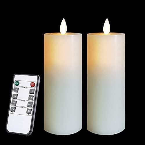 volnyus lumânări fără flacără Set de 2 lumânări LED pâlpâitoare acționate cu baterii cu temporizatoare cu telecomandă pentru
