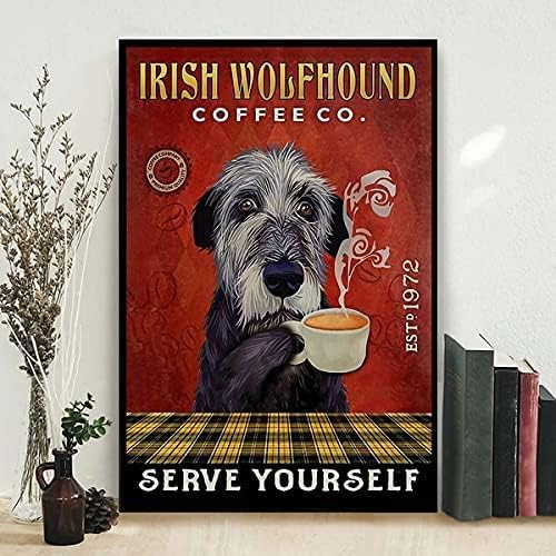 Nou semn de tablă irlandez Wolfhound Coffee Company câine baie dormitor Cafenea Decor de perete Ziua Muncii Halloween 6 X 8