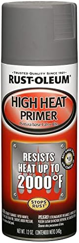 Rust-Oleum 7778502 Pensulă înaltă pe vopsea email de protecție la căldură, 32 FL Oz, Bar-B-Que Black & 249340 Automotive High Heat Grumer Spray, 12 uncii, gri