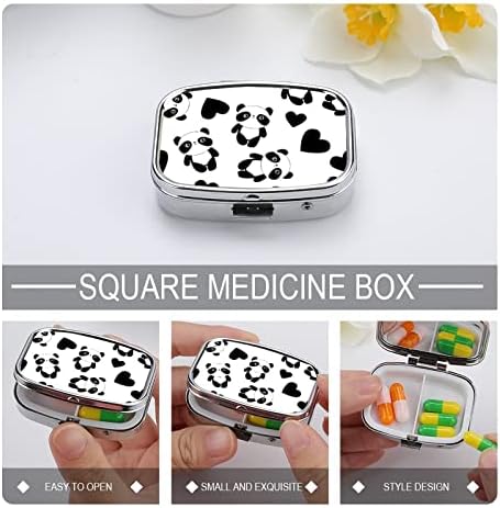 Pilula cutii Panda cu medicament în formă de inimă pătrat tabletă tabletă carcasă portabilă cu cutie de vitamină pentru containere de vitamină cu 3 compartimente