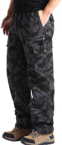 MIASHUI comerț echitabil Mens pantaloni Mens moda Casual multi buzunar fermoar Cataramă masculin Cargo pantaloni Cargo pentru