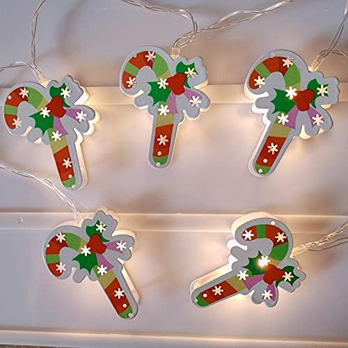 DealPeak 20leds Christmas Lights Lights Candy Cane Twinkle Lights Baterie alimentat pentru nuntă în aer liber, în aer liber,