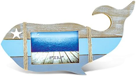 Forma de balenă nautică globală cota neutică 5x3.5 Cadru - Forma foto de balenă din lemn în dificultate albastră Cadru foto,