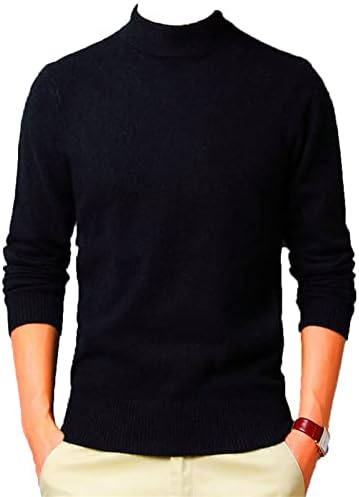 Pulover clasic pentru bărbați Turtleneck pentru cămașă cu mânecă lungă cu mâneci lungi, casual, culoarea solidă, de bază, de