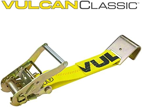 VULCAN Car Tie Down cu cârlige plate-stil Lasso-2 Inch x 96 Inch-pachet 4-Galben clasic-sarcină de lucru sigură de 3.300 de