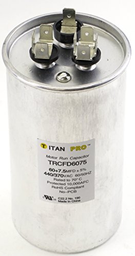 Titan TRCFD6075 Capacitor cu motor dual cu rază de rulare rotundă MFD 60/7.5 volți 440/370