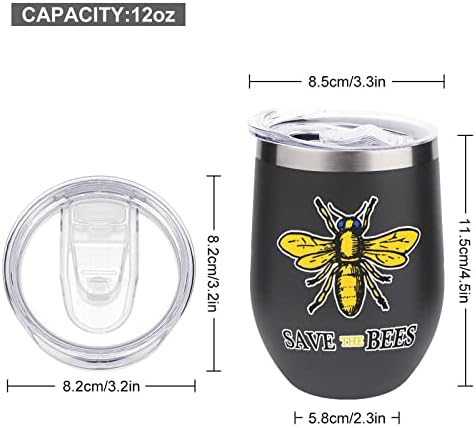 Salvați albina ceașcă de tumbler cană izolată cu vid din oțel inoxidabil Coffee de călătorie cu 12 oz cu capac