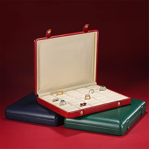 Bijuterii cutii de depozitare, cutia de bijuterii din piele roșie cu capac cu capac cu inele de depozitare cu breton Organizator