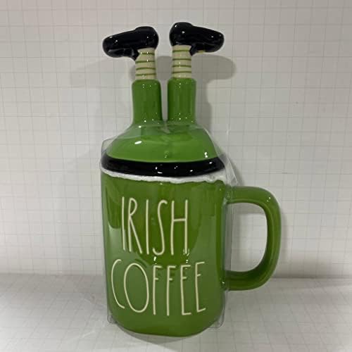 Rae Dunn IRISH Coffee Mug-cu topper-Verde - Ziua Sfântului Patgrick - 16 oz-mașină de spălat vase și cuptor cu microunde