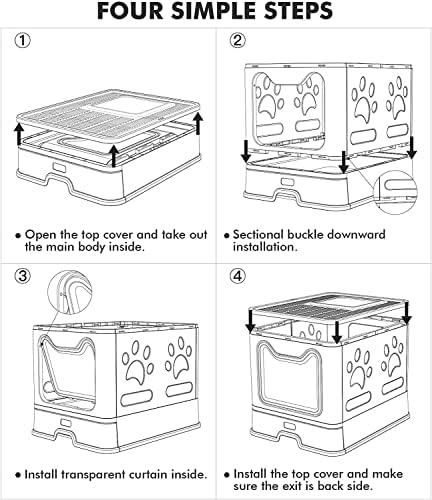 GRETD Pet toaletă Bedpan anti Splash închis pisici cutie de gunoi cu sertar pliabil Pet toaletă spațiu mare ușor de curățat
