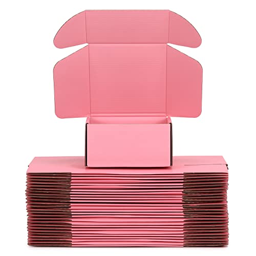 Duzcli cutii de transport mici robuste 6''x4''x3 '' Set de dimensiuni de 25 de cutii poștale roz poștale cutii de carton ondulate