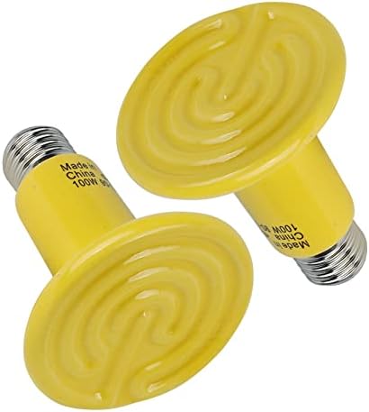Wuhostam 2 Pack 100W Lampa de căldură din ceramică galbenă, bec de emițător de reptile în infraroșu pentru încălzitor de coop