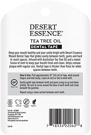 Desert Essence ulei de arbore de ceai bandă dentară - 30 de metri-pachet de 2-ceară naturală cu ceară de albine-ață groasă