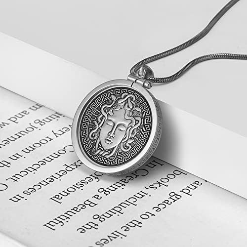 Greacă mit Medusa cap 999 Sterling Silver monede Retro rotund pandantiv emblema Bezel colier bijuterii antice