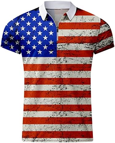 Tricouri Polo cu steag American pentru bărbați tricouri patriotice 4 iulie 2023 vară casual Vintage Bluze tunică cu mânecă