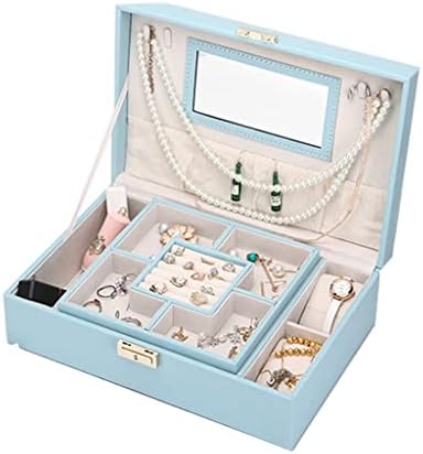 Cxdtbh stil coreean cu două straturi PU piele bijuterii bijuterii cutie de depozitare colier pandantiv cutie de depozitare