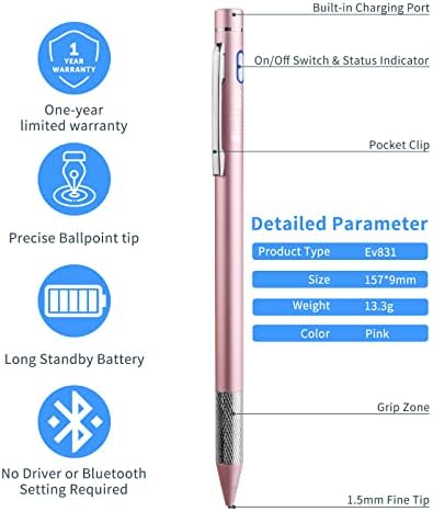 Creion stylus pentru Lenovo Chromebook Flex 5/3 Pen, Minilabo Touch Ecrane Active Stylus Digital Pen cu 1,5 mm Ultra Fine Tip