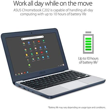 ASUS Chromebook-Laptop-11.6 design robust și rezistent la scurgeri - cu balamale de 180 de grade, Intel N3060 Celeron 4GB DDR3,