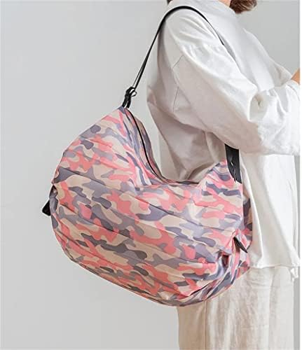 EYHLKM femei geantă de mână de mari dimensiuni groase pliante buzunare nailon cumpărături sac mare umăr Portabil Pliabil imprimare