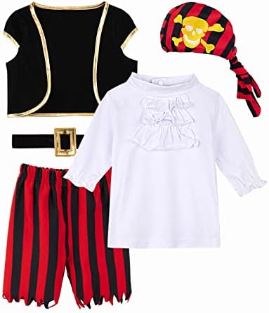 COSLAND 5pc Baby & amp; Toddler Băieți pirat costum copii Halloween Outfit 3m-4T
