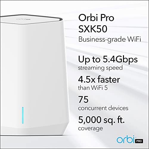 Netgear Orbi Pro WiFi 6 Sistem de plasă Tri-Band, router cu 1 extensor prin satelit pentru afaceri sau acasă, VLAN, QoS, acoperire
