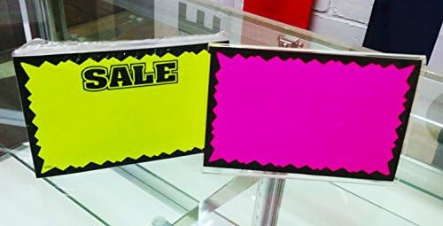 Vânzare 5.4 x 6,9 Vânzare dreptunghiulară Fluorescent Burst Neon Carduri de retail - Multi -pachet - 100 de cărți totale