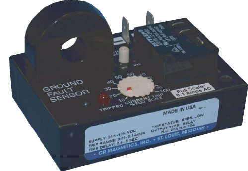 CR Magnetics CR7310-EL-24D-110-X-CD-ELR-R Releu senzor de eroare la sol cu ​​transformator la distanță, 24 VDC, energizat în călătorie joasă, 1,0 până la 10 AAC Trip Range
