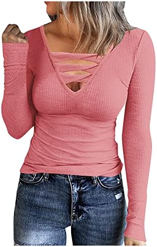 Rmxei cu mânecă lungă pentru femei cămăși casual buton în jos bluze tricouri tricotate cu nervuri de bază