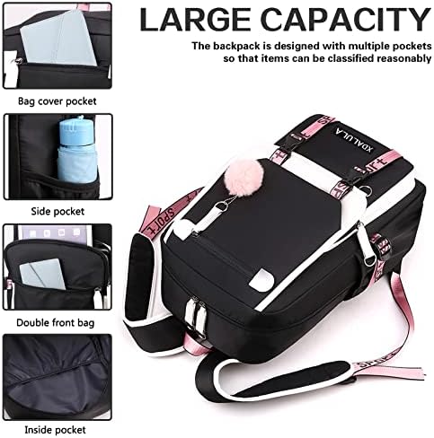 Xdalula Adolescen Girls 'Rucsac Elevii de Școlar Gimnazial Bookbag Bagag Outdoor Daypack cu USB Charge Port Bookbag pentru