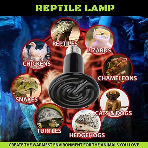 Bulb ceramic Tehaux, lumină de căldură multifuncțională pentru dragoni cu barbă Lumină Lizards Iguanas Bulb, cald și confortabil