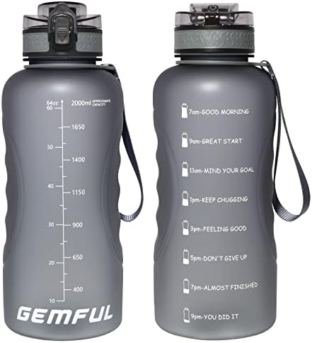 Sticlă de apă cu jumătate de galon cu marcaj de timp motivațional de paie 64 oz flacon de apă cu apă largă de apă pentru gimnastică sportivă
