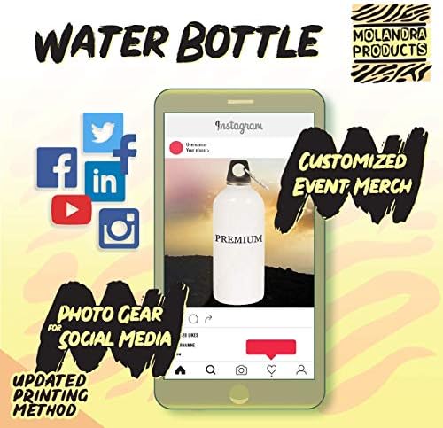 Produse Molandra Hanny - 20oz Hashtag Sticlă de apă albă din oțel inoxidabil cu carabină, alb