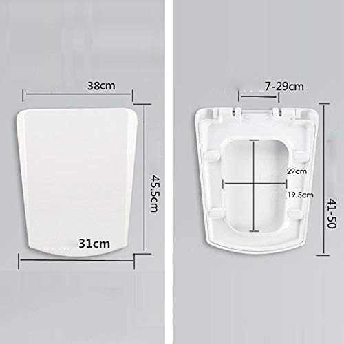 Scaun de toaletă premium Liruxun cu capac, alb, închis lent, eliberare rapidă pentru o curățare ușoară.