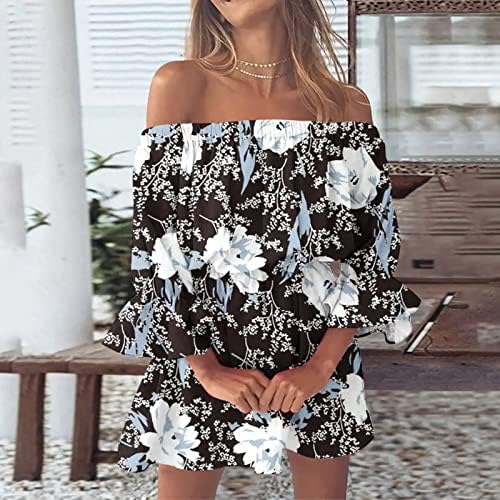 rochii de vară ticcoy Off Shoulder pentru femei rochie Mini cu jumătate de mânecă cu imprimeu Floral 2023 Sundress la modă