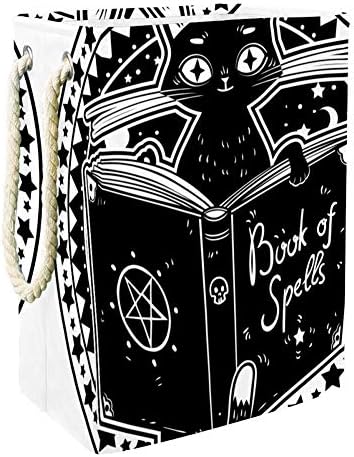Inhomer pisica vrăjitoarei Negre Citind Cartea 300d Oxford PVC haine impermeabile împiedică coșul mare de rufe pentru pături