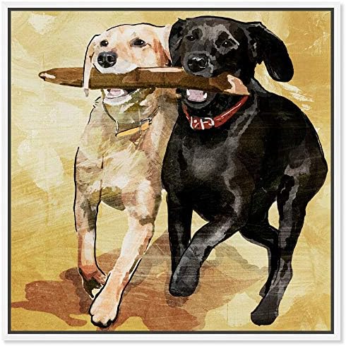 Animale încadrate pe perete arta pânză imprimeul „timp de joacă” câini și cățeluși