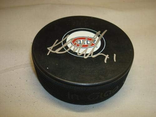 Kirk Muller a semnat pucul de hochei Montreal Canadiens autografat cu pucuri NHL 1B-autografate
